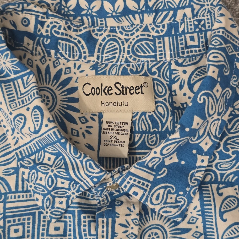 Vintage Aloha Hawaiian Shirt Cooke Street Camp Collar Cotton Made Hawaii 2XL - Picture 3 of 7